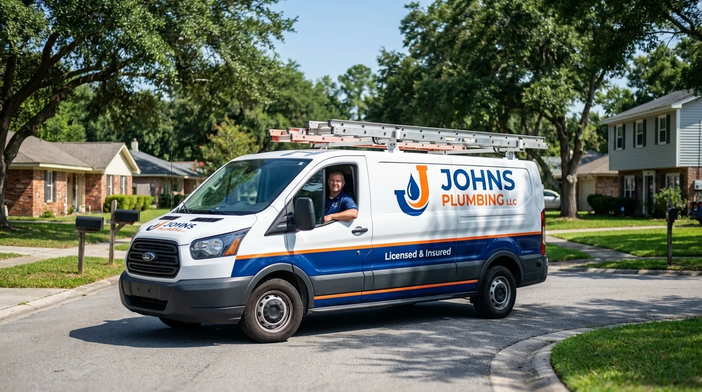 Johns Plumbing LLC service van in Rocky Point, NC