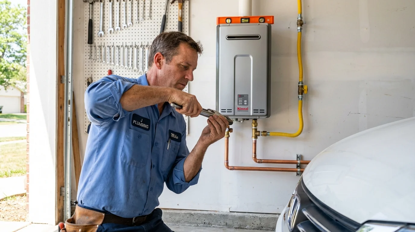 Tankless water heater installation by a Johns Plumbing LLC plumber in Rocky Point